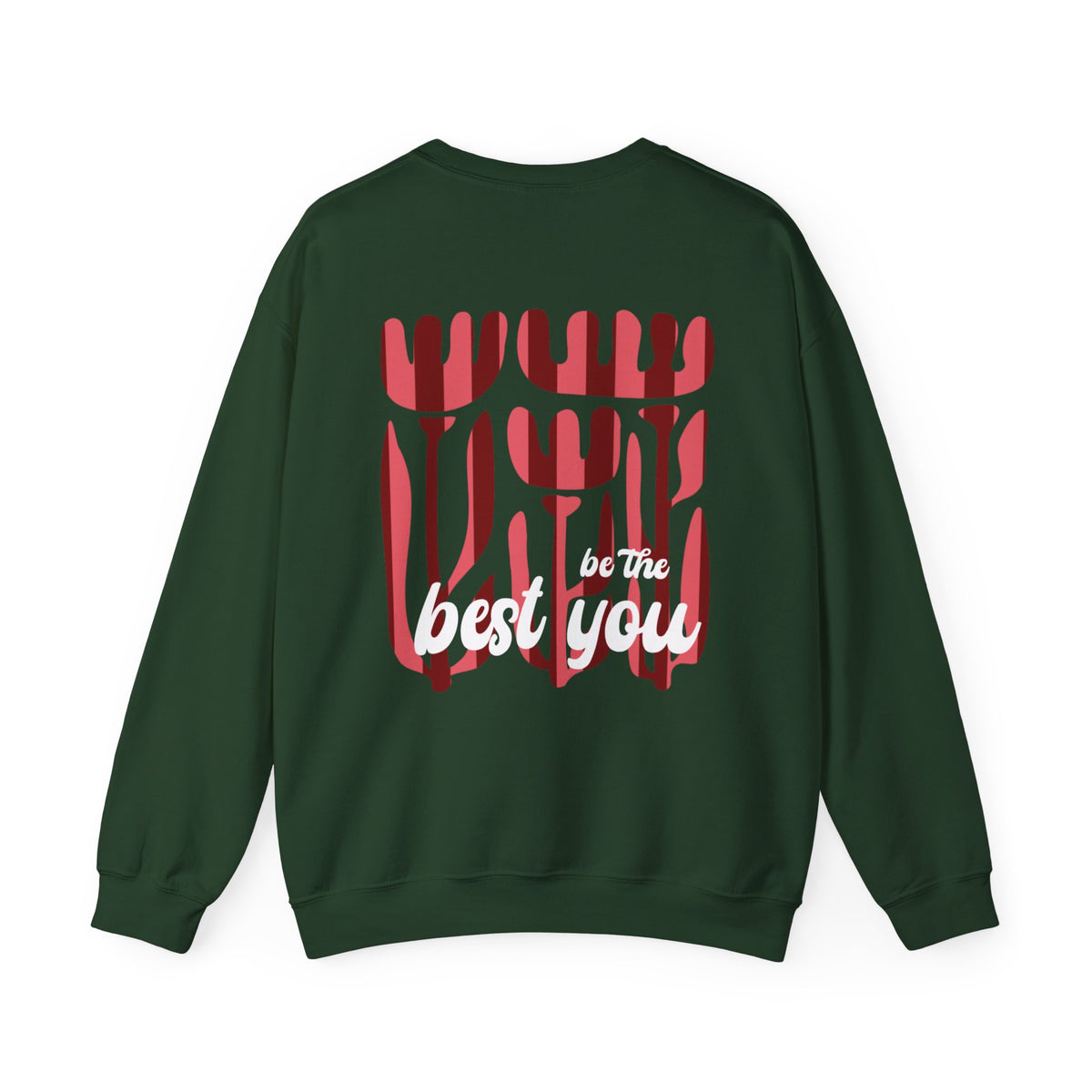 Crewneck Sweatshirt — Retro Red Abstract Floral Graphic