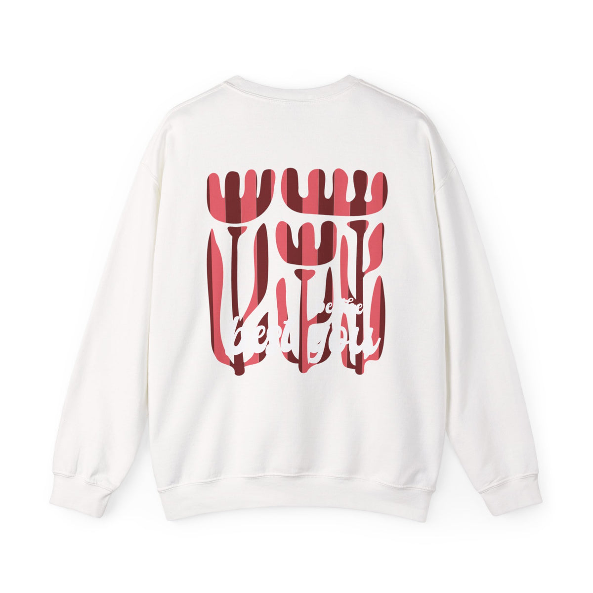 Crewneck Sweatshirt — Retro Red Abstract Floral Graphic