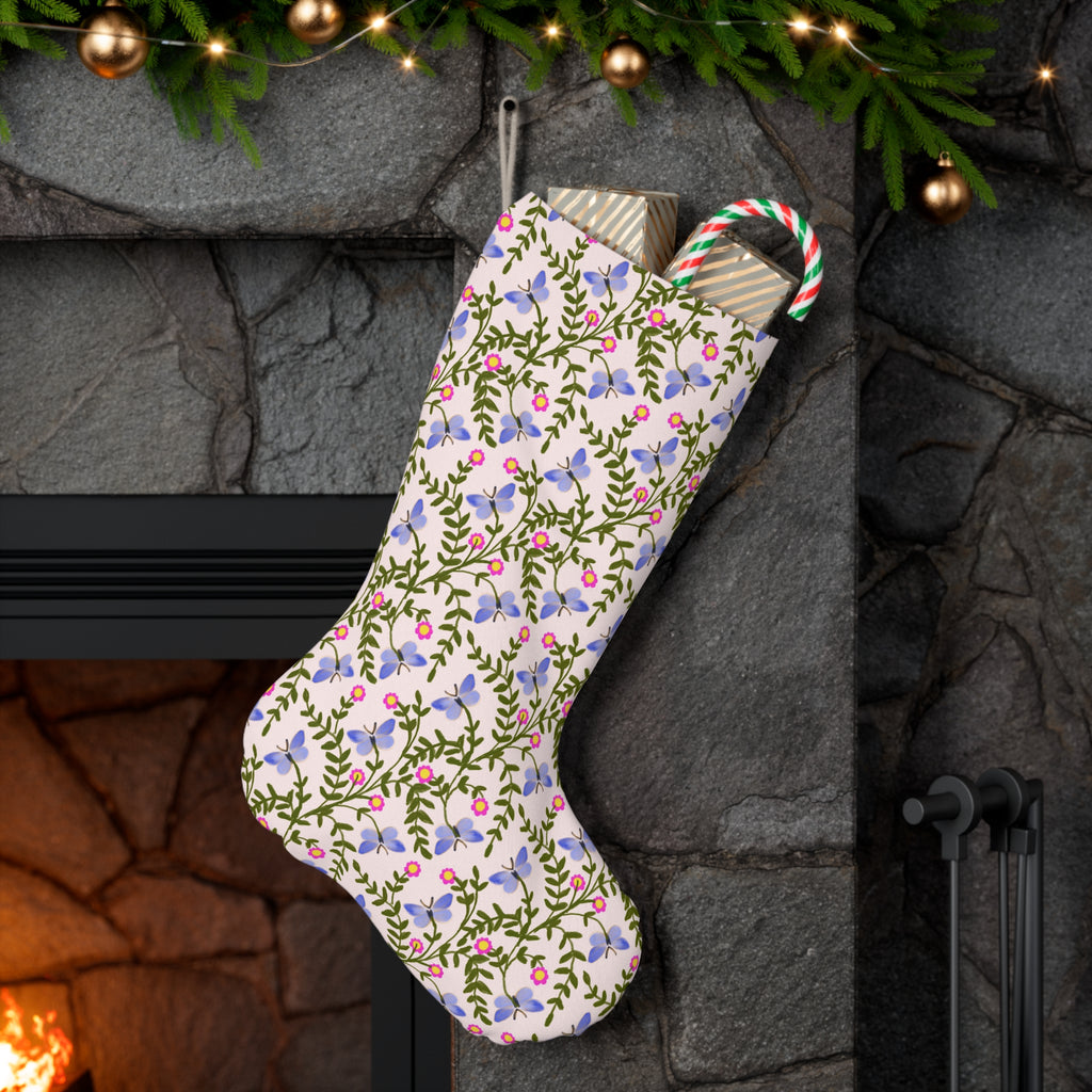 Lilac Butterfly Floral Stocking