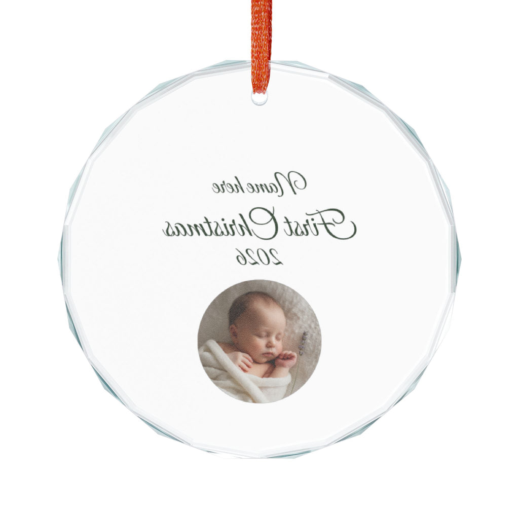 Glass Ornament, Personalised Baby image and Name