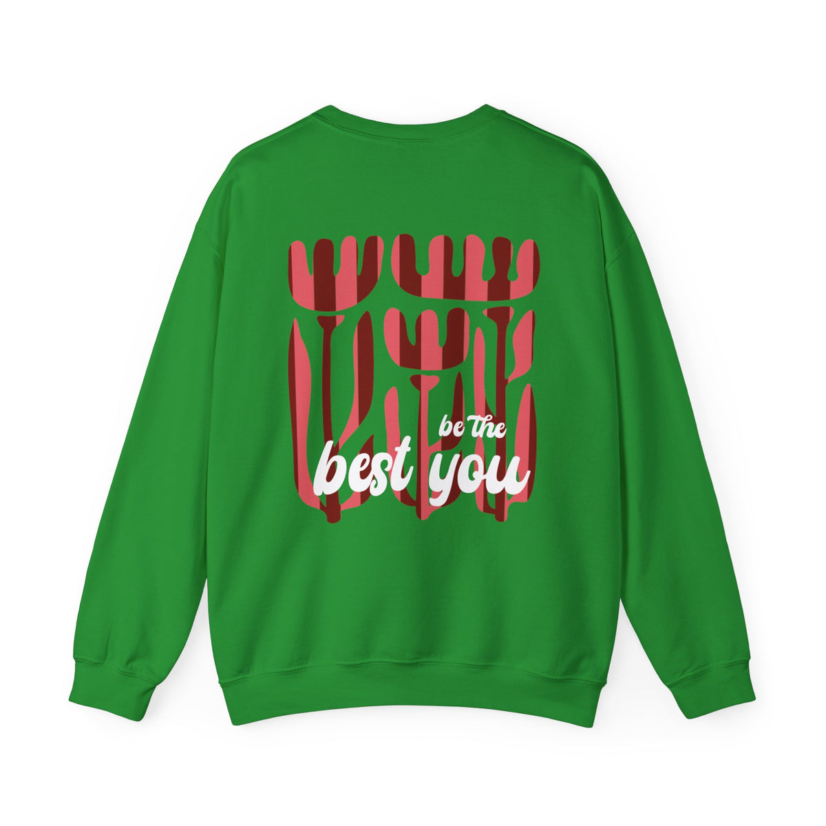 Crewneck Sweatshirt — Retro Red Abstract Floral Graphic