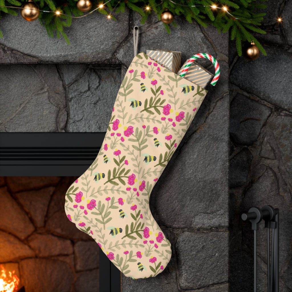 Pink Floral Santa Stocking