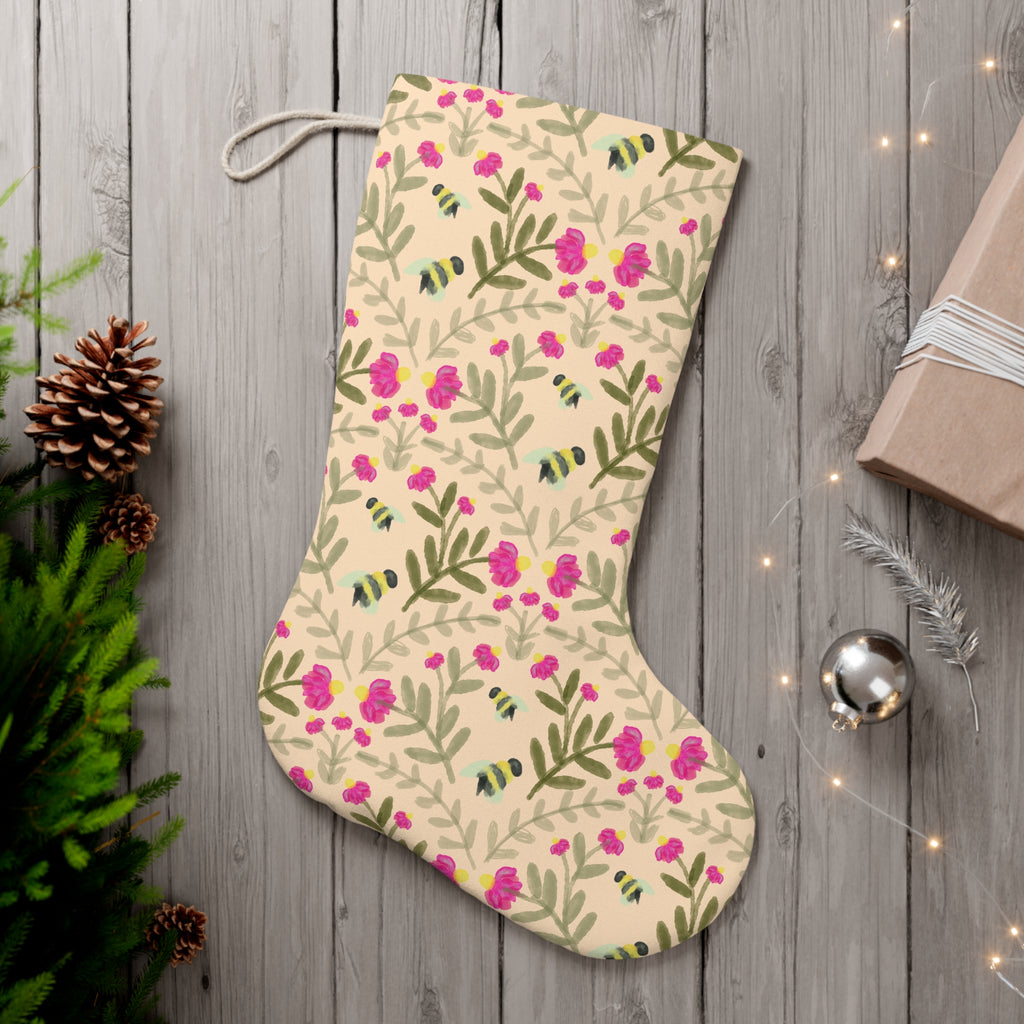 Pink Floral Santa Stocking