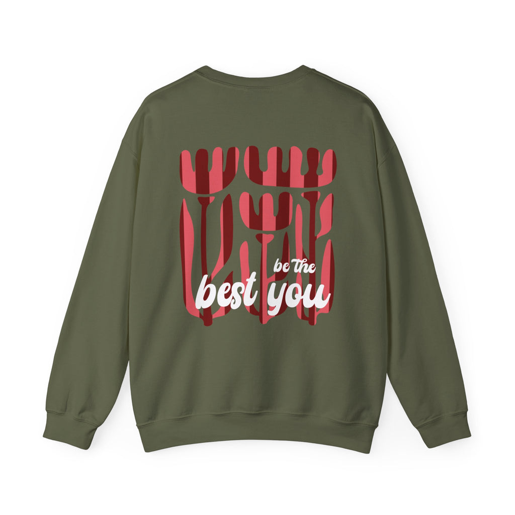Crewneck Sweatshirt — Retro Red Abstract Floral Graphic