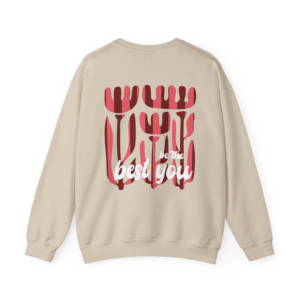 Crewneck Sweatshirt — Retro Red Abstract Floral Graphic