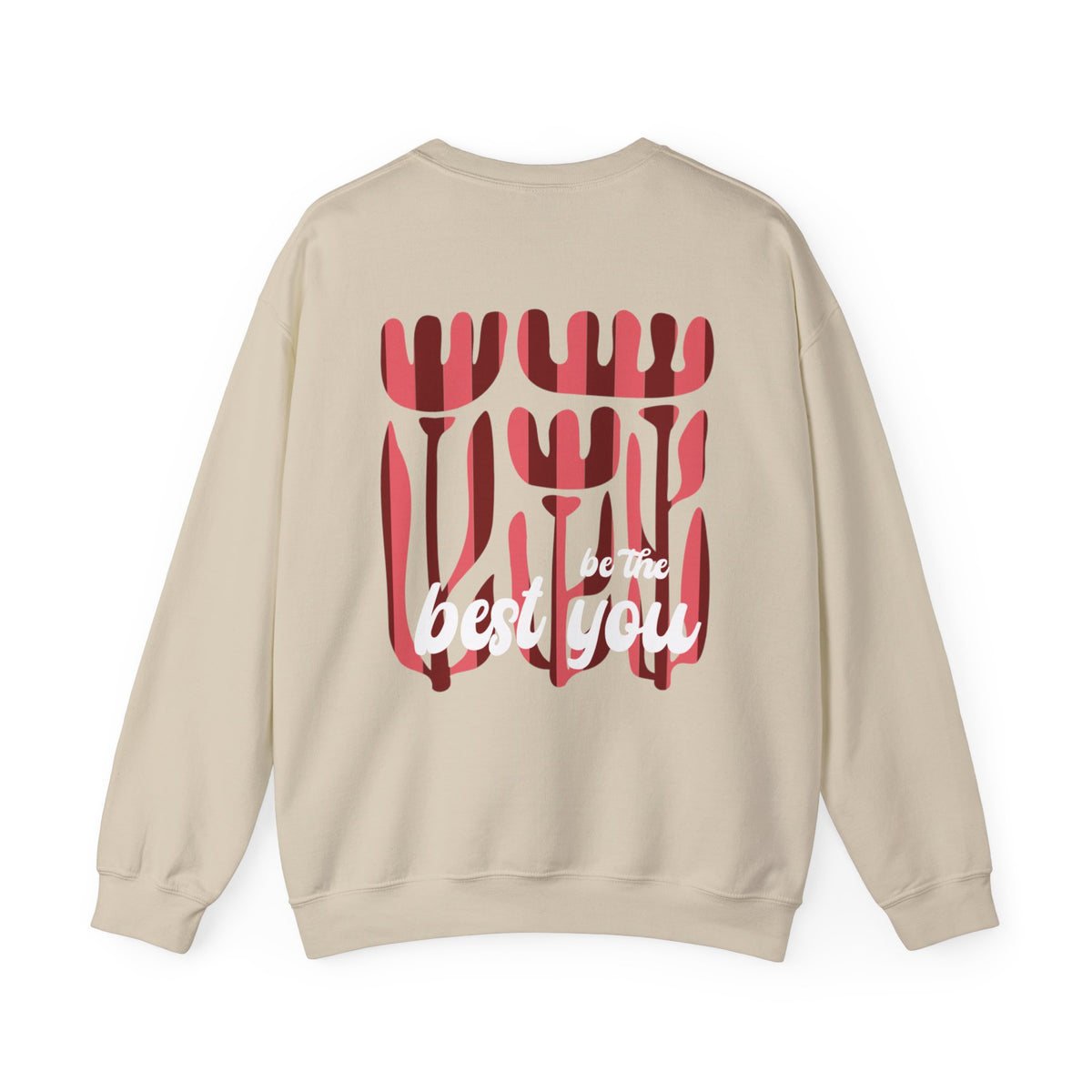 Crewneck Sweatshirt — Retro Red Abstract Floral Graphic