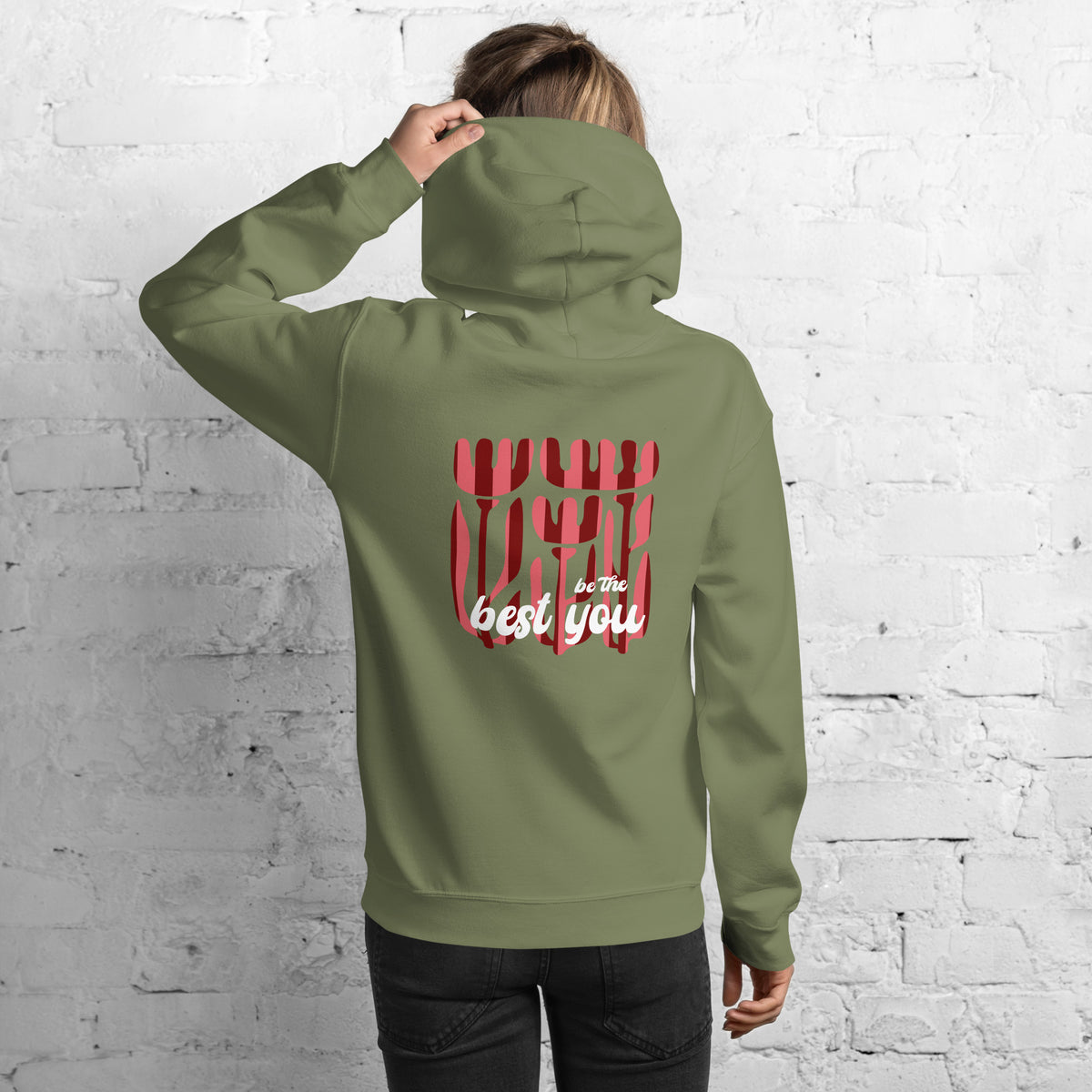 Green _back_view_be_the_best_you_in_Red and pink_christian_clothing_apparel_christian_clothing_hoodie_christian_clothing_store_best_christian_clothing_christian_wear_apparel