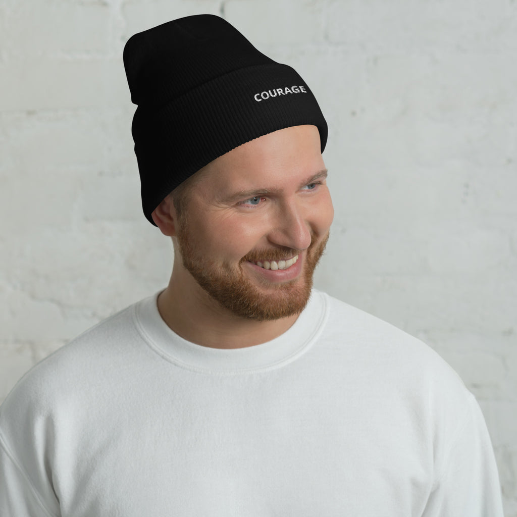 a winter hat- Black beanie hat -courage beanie hat- men beanie hat