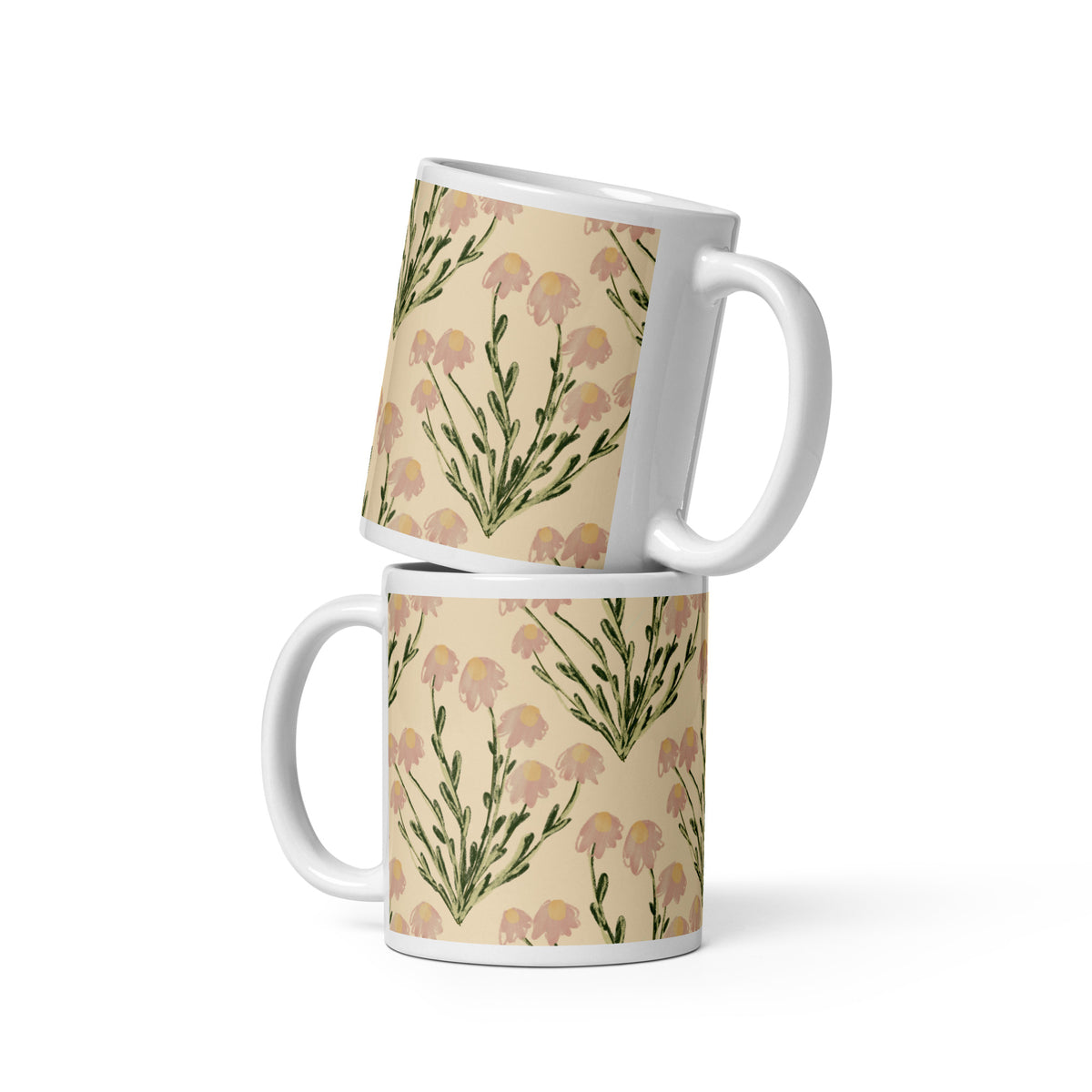 floral coffee cup-william morris style-floral mug-flowery mug